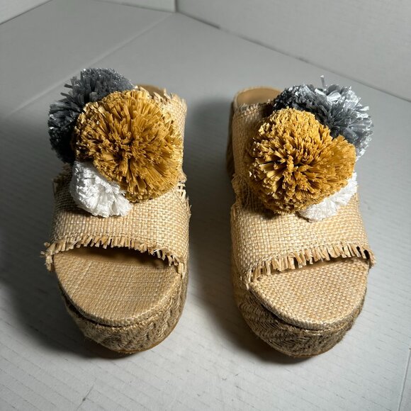 LADIES NEW POM POM WEDGES SIZE 7.5 - Picture 3 of 15